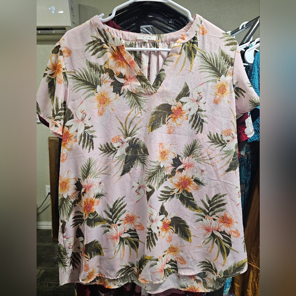 Maurices Pink and Orange Atwood Blouse